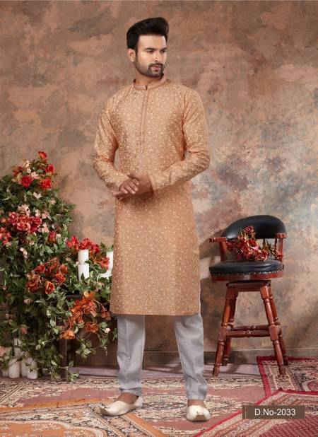 Peach Colour Vol 10 Function Wear Mens Kurta Pajama Exporters In India 2033