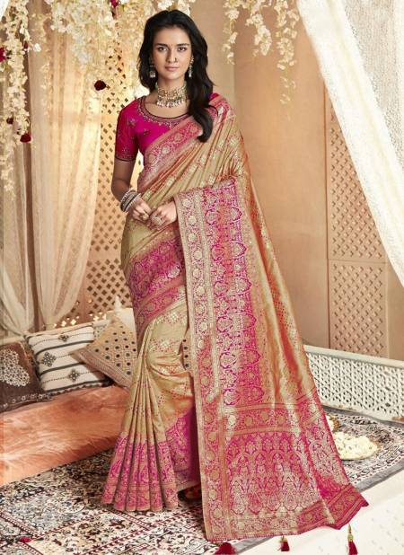 Peach Colour Vrindavan Vol 33 Function Wear Wholesale Silk Sarees 10222