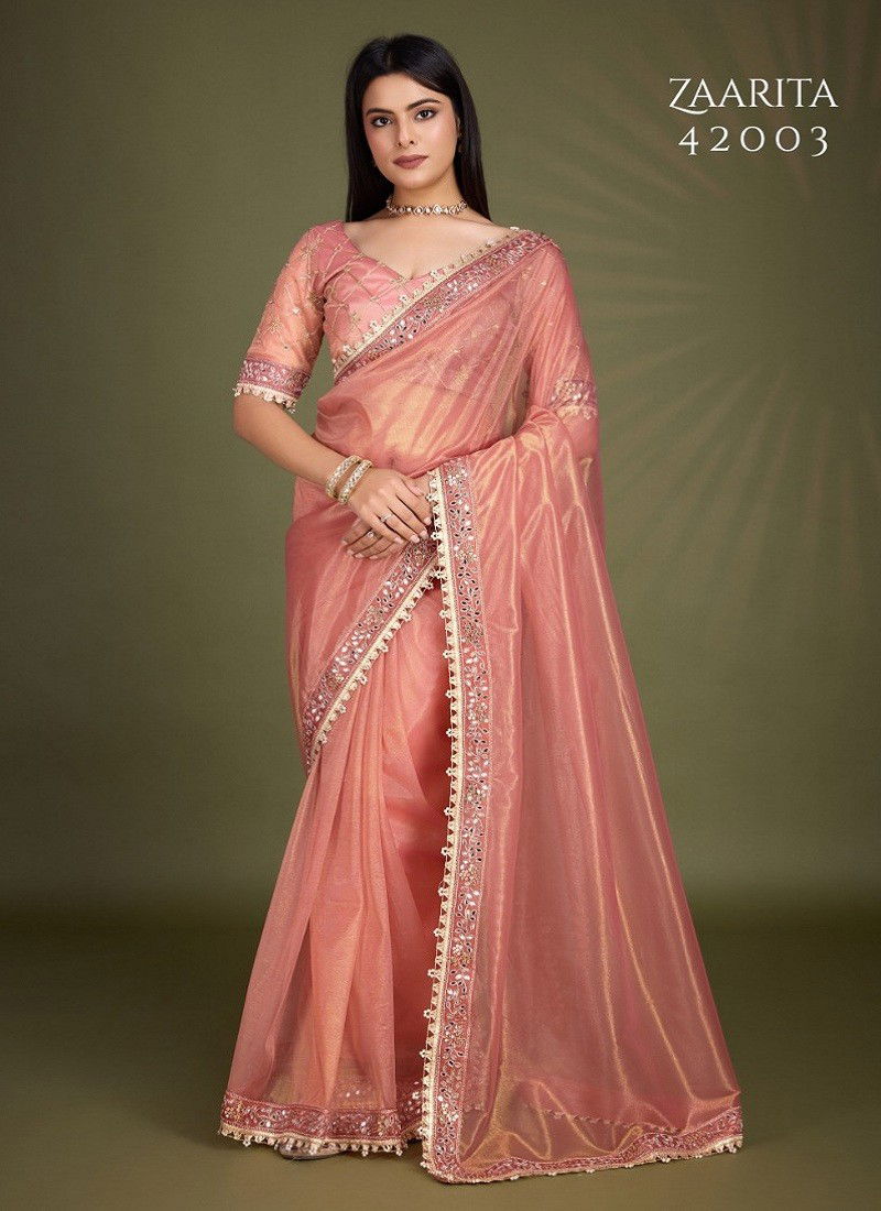 Peach Colour Zaarita By Sethnic Fancy Designer Wholesale Saree Suppliers In Mumbai 42003