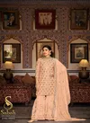 Peach Kalaki By Sabah Faux Georgette Plazzo Suit Dress Material Catalog 1018 E