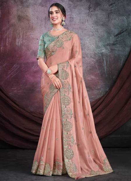Peach Mohmanthan Sarisha Mahotsav Wholesale Party Wear Sarees Catalog 22714
