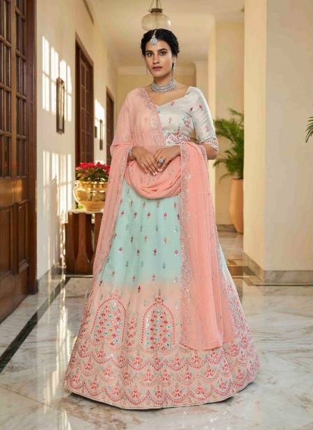 Peach Multi Colour Bridesmaid Vol 27 By Khushboo Art Silk Designer Lehenga Choli Wholesale Online 2261