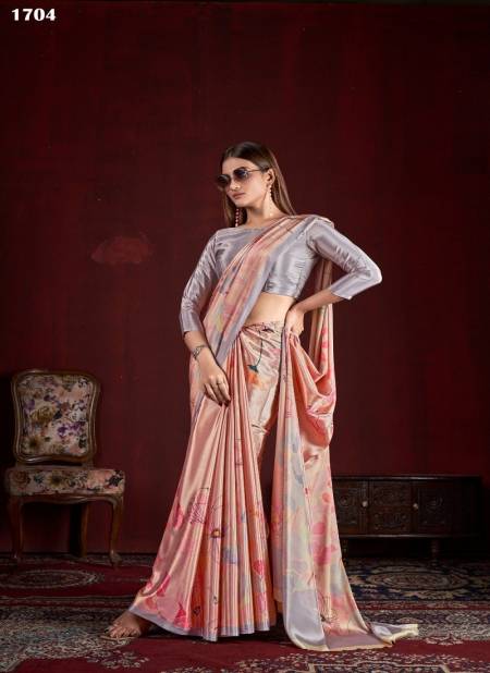 Peach Multi Colour Hanoi By Jivora Crepe Digital Printed Casual Wear Saree Wholesale Online 1704