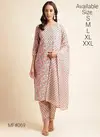 Peach Multi Colour Mesmora Heavy Embroidered Printed Cotton Kurti With Bottom Dupatta Surat Wholesale Market MF069