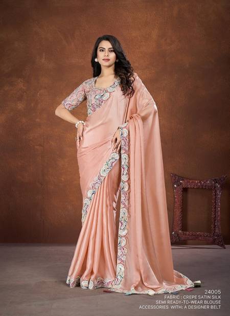 Peach Multi Colour Shah Saki 24000 Mahotsav New Designer Wear Saree Suppliers in India 24005