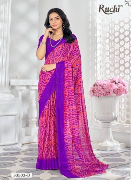 Peach Multi Colour Star Chiffon 159 By Ruchi Printed Daily Wear Sarees Orders In India 33503-B