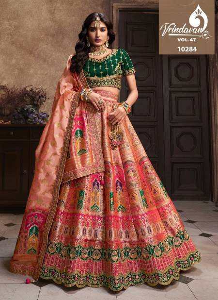 Peach Multi Colour Vrindavan Vol 39 By Royal Banarasi Silk Designer Lehenga Choli Manufacturers 10284