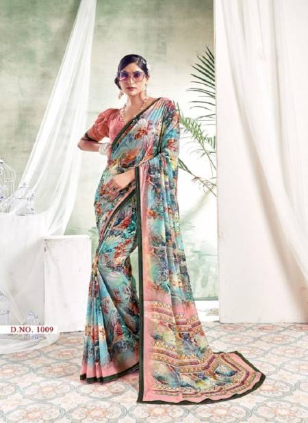 Peach Multi Colours By Mahamani Creation Daily Wear Printed Heavy waitless Saree Orders in India 1009