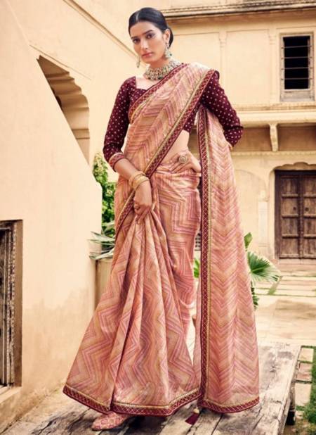 Peach Niharika Mahaveera Function Wear Wholesale Silk Sarees 1406