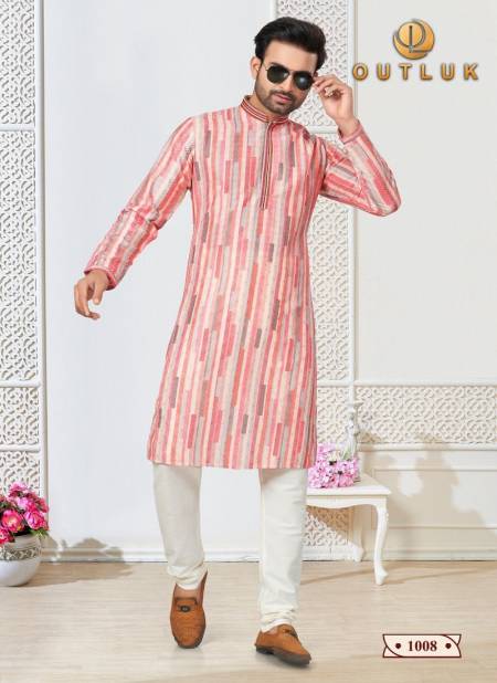 Peach Outluk Wedding Collection 1 Cotton Mens Wear Kurta Pajama Catalog 1008