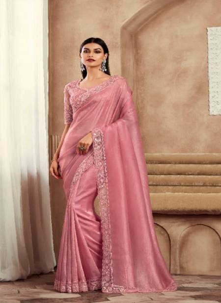 Peach Pink Colour Sarvaratna By TFH Heavy Designer Party Wear Saree Wholesale In Delhi SRV-7909