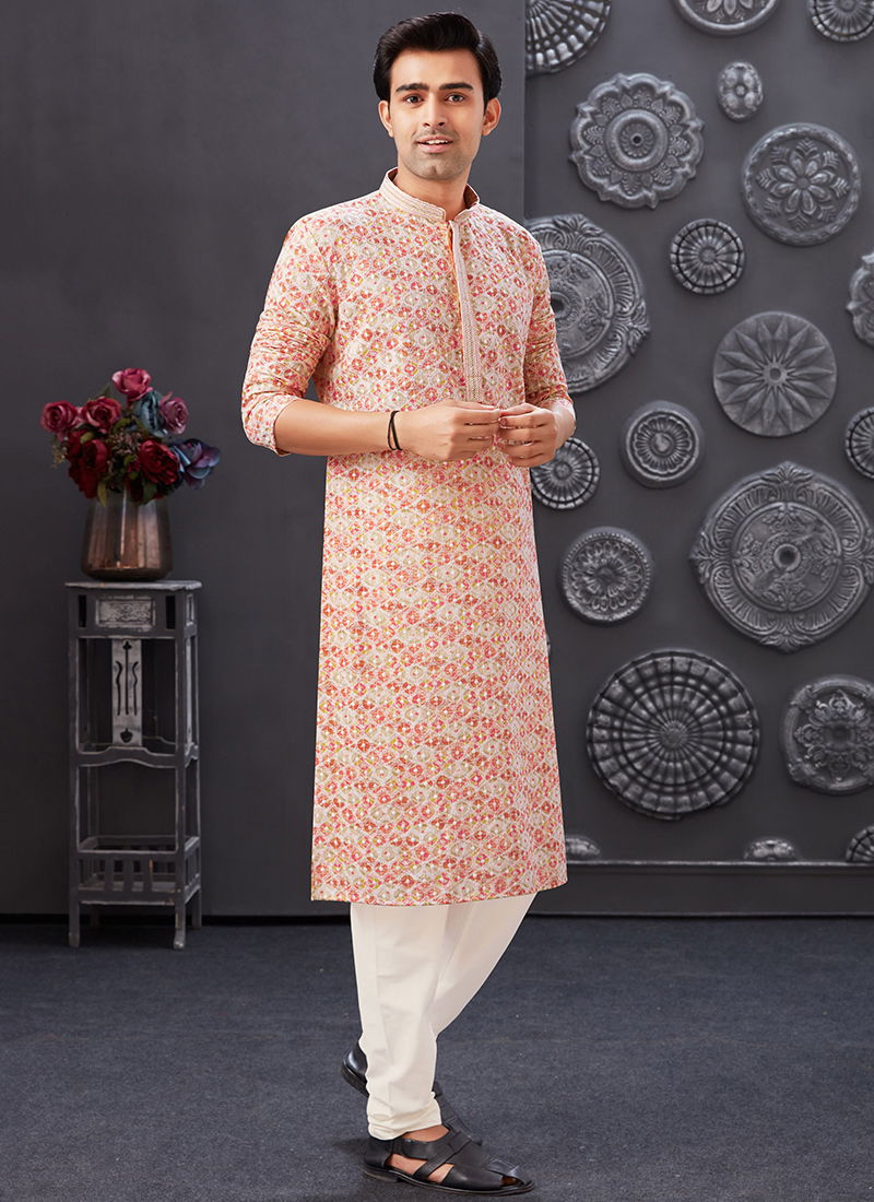 Peach Plitvic By Styleroof Function Wear Kurta Pajama Catalog 1554 11