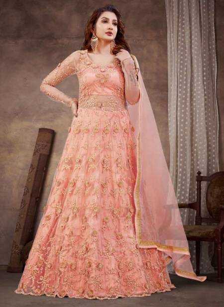 Peach Raazi Nirja By Raama Fashions Gown Catalog 10068