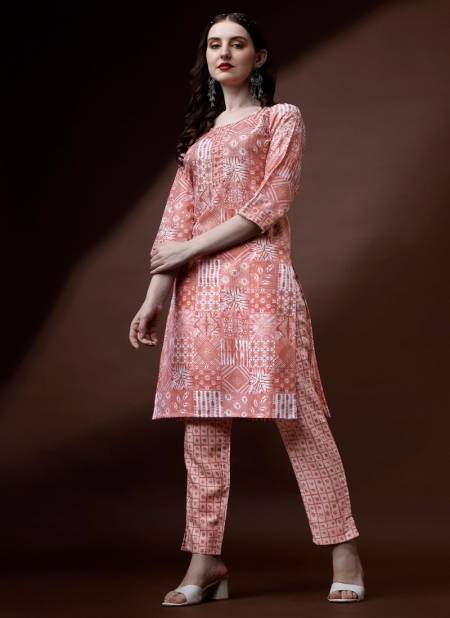 Peach Raisin Casual Daily Wear Designer Kurti With Bottom Catalog OLSET0010