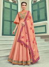 Peach Silk Festival Wear Embroidery Work Anarkali Suit