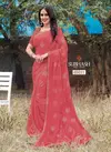 Peach Subhash Saree Shringar Chiffon Zari Foral Work Printed Designer Heavy Saree 65011