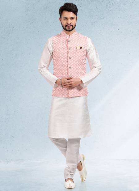 Peach Wedding Wear Wholesale Modi Jacket Kurta Pajama 1856
