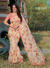 Peach and OffwhiteSubhash Saree Gardenia vol 8 Designer Floral Print All Over Work Georgette Daily Wear and office Wear Saree 31755