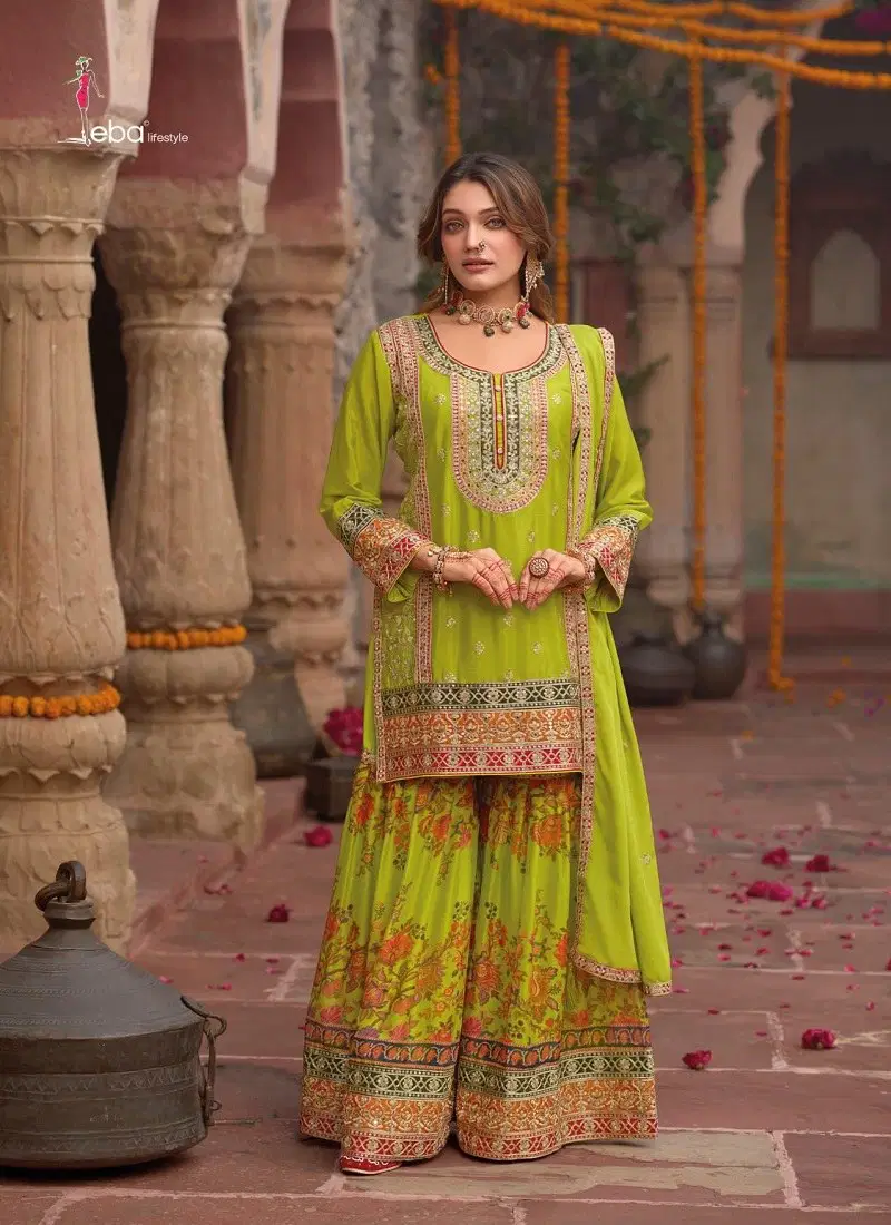 Perrot Colour Rang 2 By Eba Chinon Wedding Sharara Suits Wholesale Price In Surat 1825