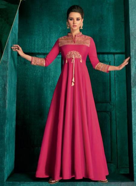 Buy Rani Pink Party Wear Readymade Soft Tapeta Silk Gown | Gowns