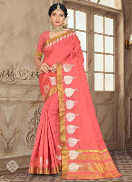 Bridesmaid Saree | Buy Salmon Pink Resham Embroidered Traditional Wedding  Saree At Hatkay