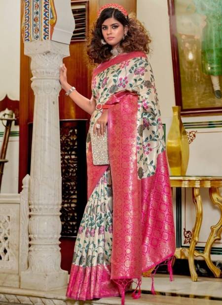 Pink And Beige Colour Shamiyana The Fabrica Exclusive Wear Wholesale Banarasi Silk Sarees Catalog 7001