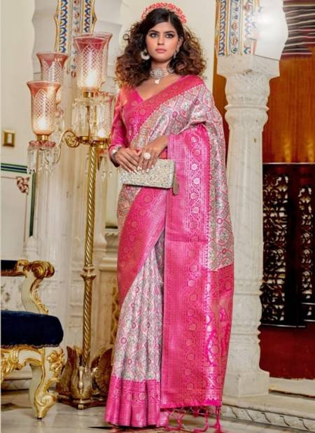 Pink And Beige Shamiyana The Fabrica Exclusive Wear Wholesale Banarasi Silk Sarees Catalog 7007