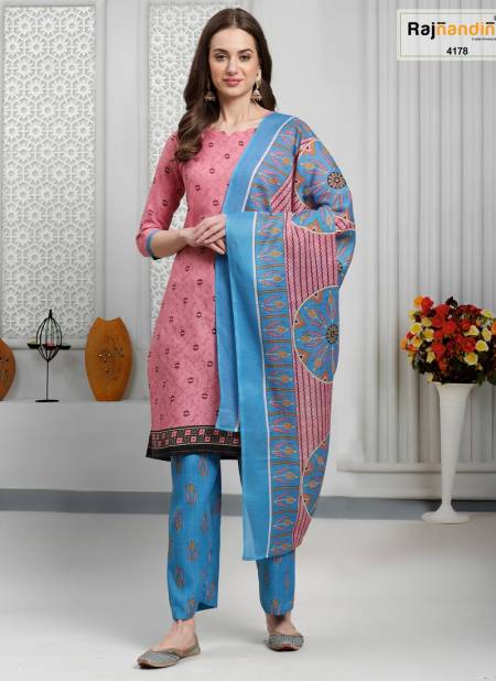 Pink And Blue Colour Aarvi By Rajnanadini Pinted Salwar Suit Catalog 4178