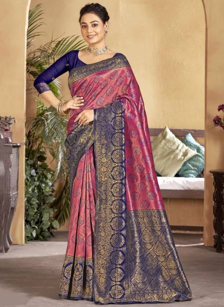 Pink And Blue Colour Premium Silk Wholesale Designer Silk Saree Catalog 2764