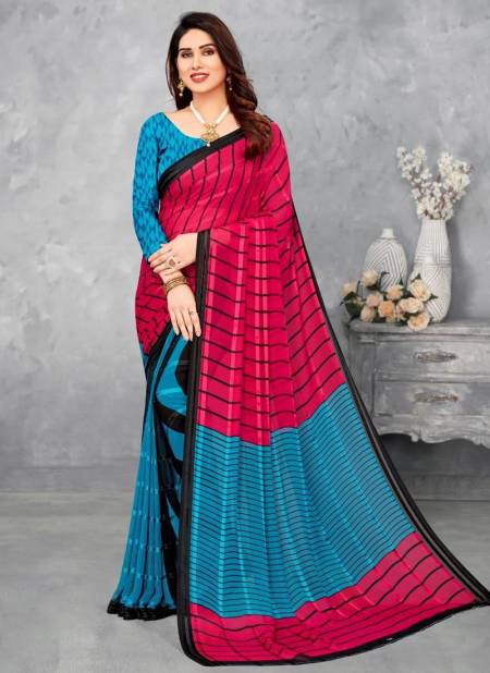 Pink And Blue Colour Vartika Silk Printed Wholesale Daily Wear Sarees 16703 D