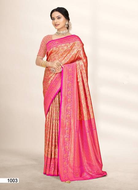 Pink And Gold Colour Sheela Vol 20 By Bunawat Banarasi Silk Wedding Sarees Wholesale In India 1003