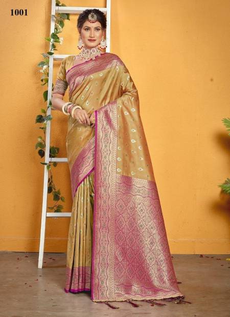 Pink And Golden Mastani Silk By Sangam Banarasi Silk Saree Catalog 1001