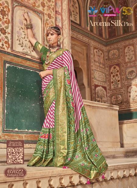 Pink And Green Colour Aroma Silk Plus By Vipul Silk Saree Catalog 67622