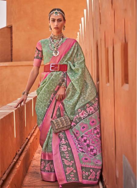 Pink And Green Colour Mrugnayani By Rath Printed Sarees Catalog 1125