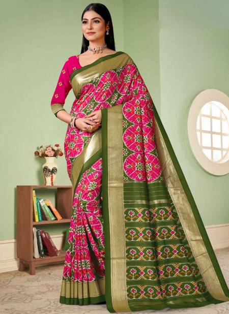 Pink And Green Colour Mulbagal Silk Vipul Wholesale Printed Sarees Catalog 53709 E