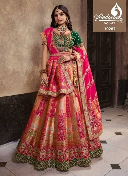 Pink And Green Multi Colour Vrindavan Vol 39 By Royal Banarasi Silk Designer Lehenga Choli Manufacturers 10287
