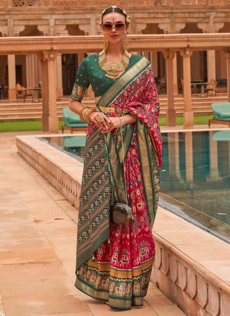 Pink And Green Shahi Patola Ethnic Wear Wholesale Silk Sarees Catalog 606