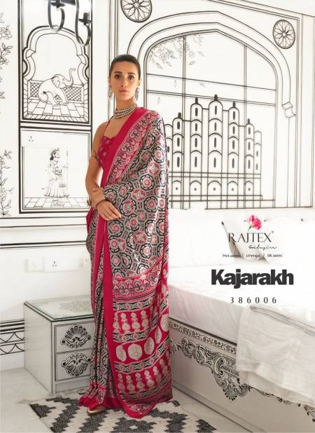Pink And Grey Colour Kajarakh By Rajtex Printed Satin Crepe Best Sarees Wholesale Shop In Surat 386006