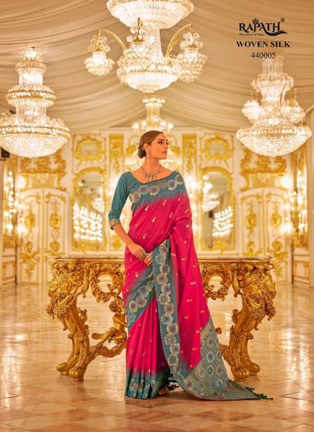 Pink And Grey Colour Neytiri By Rajpath Occasion Wear Banarasi Silk Weaving Saree Suppliers in India 440005
