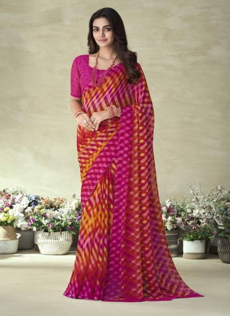Pink And Multi Colour Star Chiffon 128 Edition By Ruchi Daily Wear Chiffon Saree Catalog25603 B