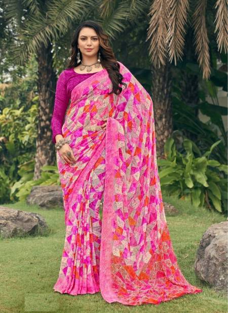 Pink And Multi Georgette Vol 4 By Ruchi Daily Wear Saree Catalog 22604 A