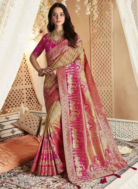 Pink And Pista Colour Vrindavan Vol 33 Function Wear Wholesale Silk Sarees 10225