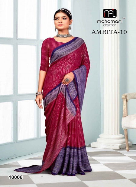 Amrita Vol 10 By Mahamani Creation Heavy Moss Foil Printed Sarees Wholesale Online Catalog