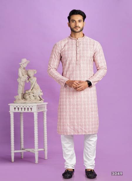 Pink And White Colour Occasion Mens Wear Pintux Stright Kurta Pajama Wholesale Exporters In India 3049
