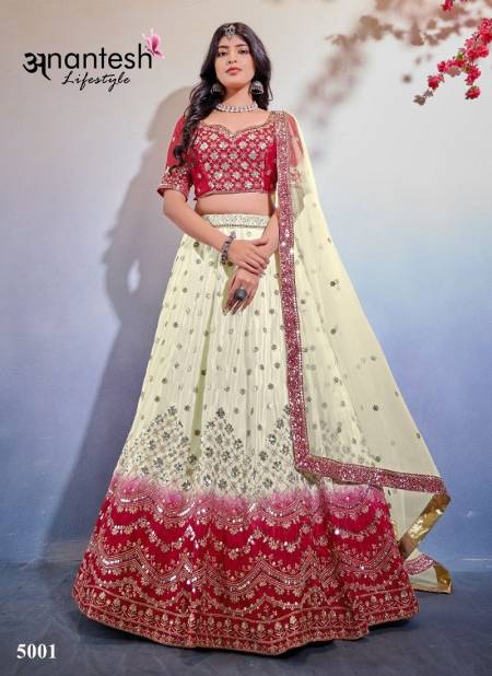 Pink And White Colour Occations Vol 1 5001 TO 5002 By Anantesh Wedding Designer Lehenga Choli Wholesale Online 5001