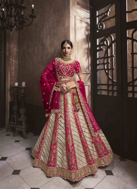 Pink And White Colour Vrindavan Vol 49 By Royal Banarasi Silk Designer Bridal Lehenga Choli Wholesale Suppliers In Mumbai 10292