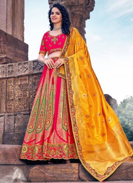 Pink And Yellow Colour Prearana Wholesale Ethnic Wear Designer Lehenga Choli Catalog 1703