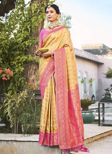 Pink And Yellow Colour Sundari Silk Sangam Exclusive Wear Wholesale Silk Sarees Catalog 1004