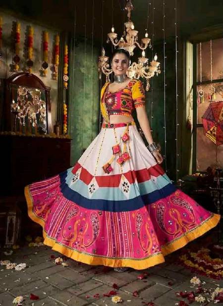 Pink And Yellow Multi Colour Raas Vol 12 By Shubhkala Designer Navratri Wholesale Lehenga Choli Suppliers In India 2416