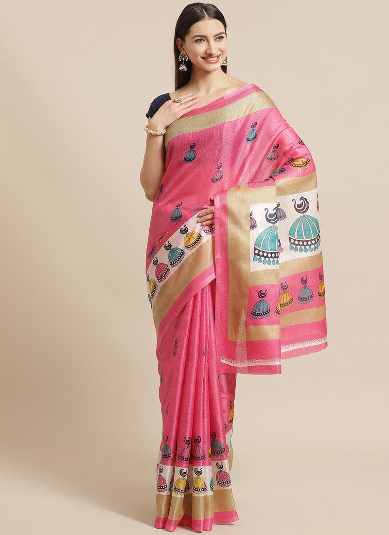 Pink Bhagalpuri Saree 42